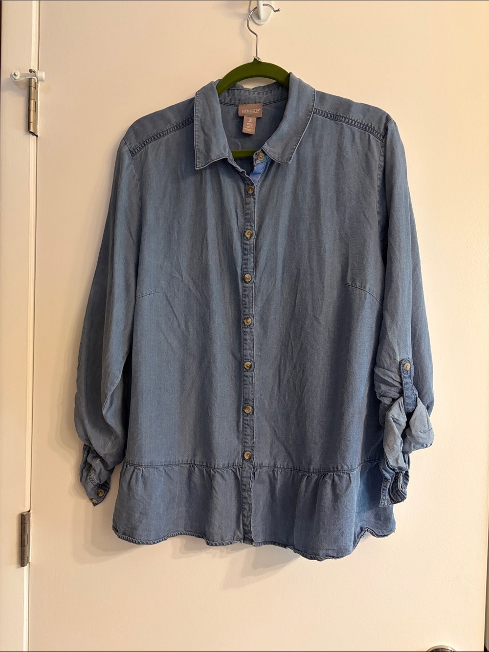 Chico’s light denim button-front women's shirt